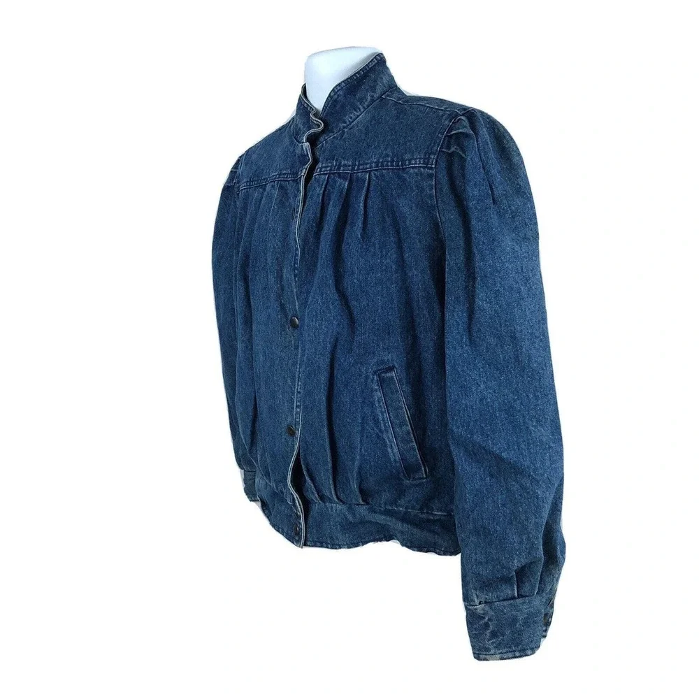 Bramble Lane Denim Blue Jean Trucker Jacket Size Large Vintage 80s Blanket Lined
